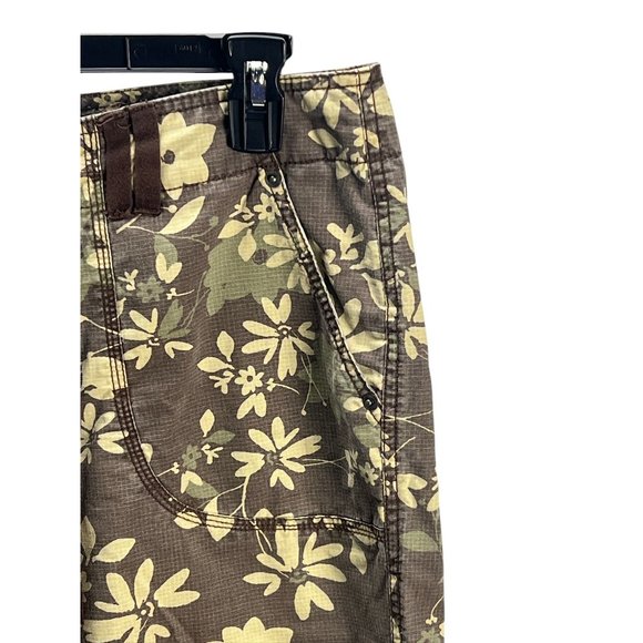 Gloria Vanderbilt Women's Floral Print Capri Pants Sz 6 Cotton Brown Beige Boho - Picture 10 of 15